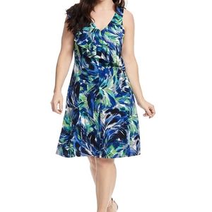 NWT London Times Side Ruffle Fit & Flare Dress 12